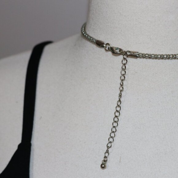 Silver Tone 18" Large Heart Pendant Necklace - Picture 2 of 8